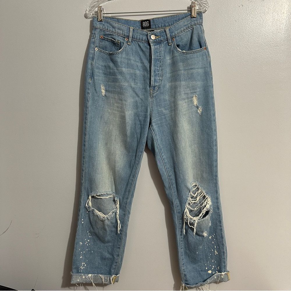 BDG-Urban outfitters slim, straight button, fly, distressed jeans ￼size 29
